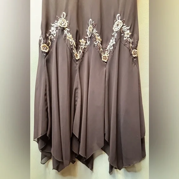 S.L.Fashion Vintage asymmetric drop waist beaded slip dress Size 16 - Picture 2 of 8